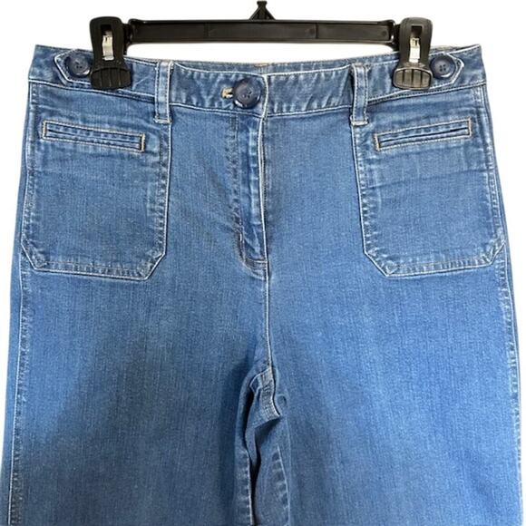 Talbots Womens Relaxed Fit Wide Leg Blue Skimmer Mid Rise Stretch Jeans, size 10 - Picture 2 of 5